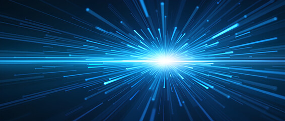 Naklejka premium Vector Abstract, science, futuristic, energy technology concept. Digital image of light rays, stripes lines with blue light background