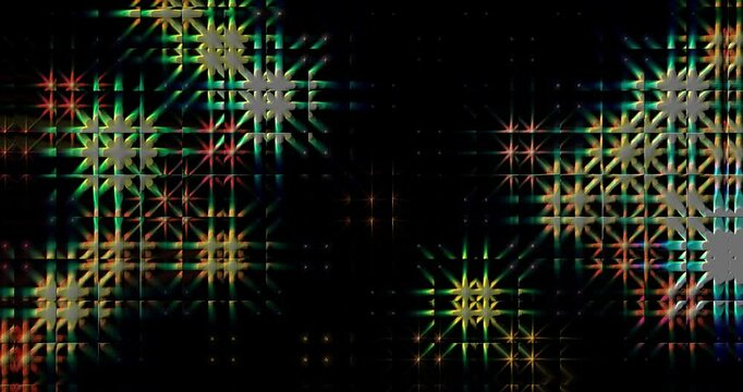 Multicolored twinkling stars. Colorful animated background and club video. Meditation video. Seamless loop. Loop