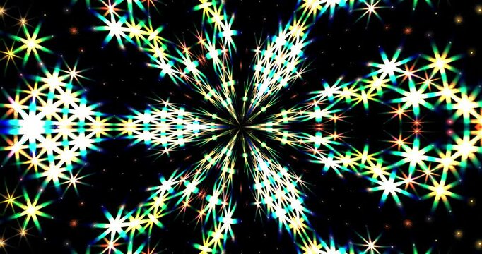 Multicolored twinkling stars. Colorful animated background and club video. Meditation video. Seamless loop. Loop