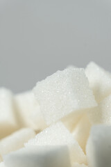 Cubes of white crystalline beetroot refined sugar.