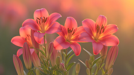 Fototapeta premium Charming Lily Flower Wallpaper in Anime Manga Art Style