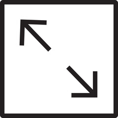 Fototapeta premium full screen and exit screen maximize icon simple design. Arrow mark scalability in line style for web site UI menu page mobile app. Vector isolated on transparent background.