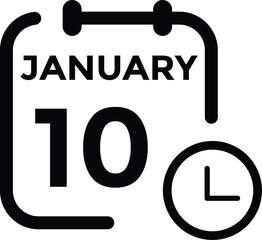 January 10 Calendar Day or Calender Date for Deadlines or Appointment. Calendar vector icon. Deadline. Date. 