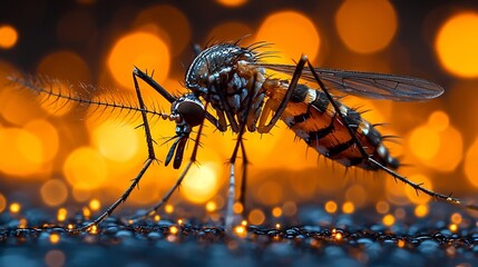 Mosquito Trapped Inside Glowing Insect Zapper with Sparks Flying Symbolizing Fight Against Airborne Pests