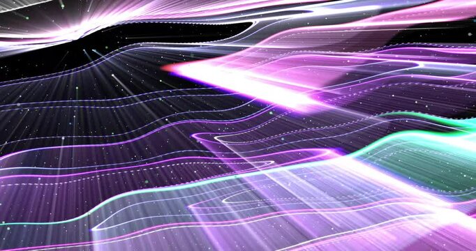 3d rays of light in purple and blue tones. Animated background and club video. Video for meditation. Seamless cycle. Loop