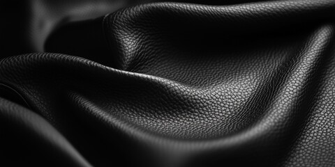 Naklejka premium Black textured leather close-up with light and shadow