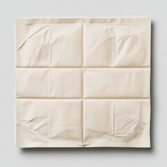 Obraz premium Medical-Grade Sterile Wipe Packet Close-Up on White Background with Detailed Creases, Photorealistic Image