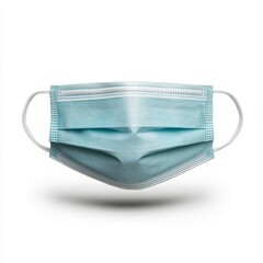 Essential Surgical Mask with Soft Folds and Elastic Straps on White Background, Photorealistic Protection for Health and Safety Concept