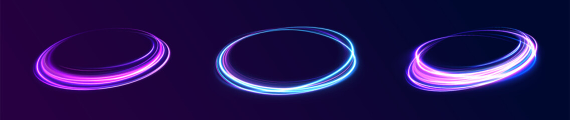 Png luminous neon circle. Light neon pedistal, podium, platform, table. To center a bright flash, png, effect, wave,neon,line. Curve light effect of neon line.