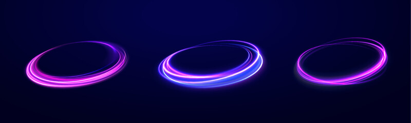 Png luminous neon circle. Light neon pedistal, podium, platform, table. To center a bright flash, png, effect, wave,neon,line. Curve light effect of neon line. 