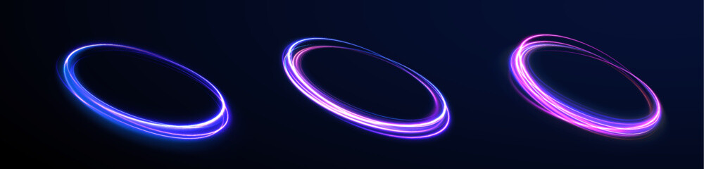 Neon shiny sparks of spiral wave. Png shine round frame with light circles light effect. Semicircular wave, light trail curve swirl, incandescent optical fiber vector, png, effect, wave,neon,line.