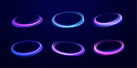 Curve neon line light effect. Light cool whirlwind. Vector sparkle, png, effect, wave,neon,line. Abstract circle, neon color glowing lines background.