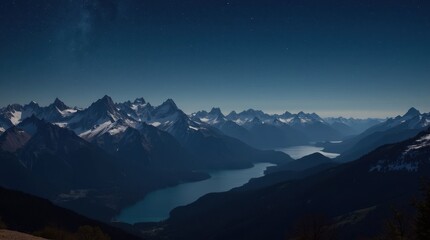 Fototapeta premium Starry Night Over Majestic Mountain Range