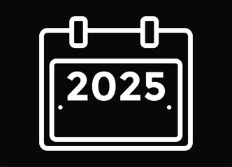 2025 year, calendar icon. Flat calendar icon design showing the year 2025
