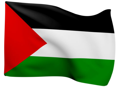 Palestine flag. National symbol of the Palestine. Waving flag illustration. 3D render