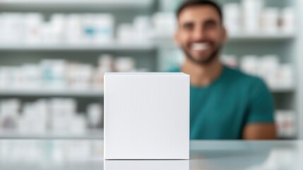 Consumer experience focused pharmacy product with blurred display