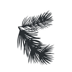 Pine tree branch. Christmas traditional plant. Fir twig with needles. Vector graphic illustration. Winter holiday background for home interior. Festive clipart for a postcard, winow, print, packaging.