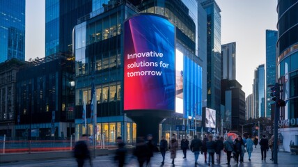 Digital billboard on a busy city street.