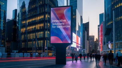 Digital billboard on a busy city street.