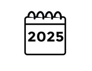 2025 year, calendar icon. Flat calendar icon design showing the year 2025
