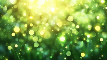 Fototapeta premium 緑の草原に光が差し込む、夢のような輝きとぼかしを楽しむ瞬間