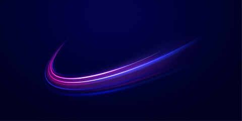 Abstract background in blue and purple neon glow colors. Png, lens, light, neon, line, blur, beam, ray. Laser beams luminous abstract sparkling isolated on a transparent background. 