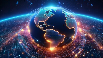 Obraz premium Shining pathways link cities and cultures. 