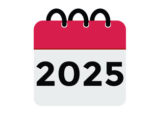 2025 year, calendar icon. Flat calendar icon design showing the year 2025
