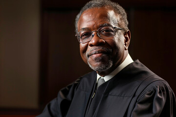 Obraz premium Generative AI Portrait of a Confident Lawyer or Judge in Courtroom, Poised for Justice and Leadership