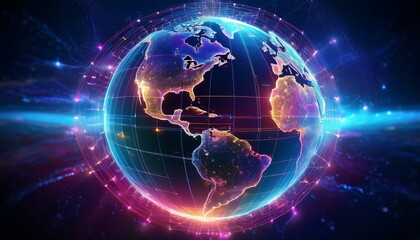 Obraz premium Technology weaves a tapestry of light. 