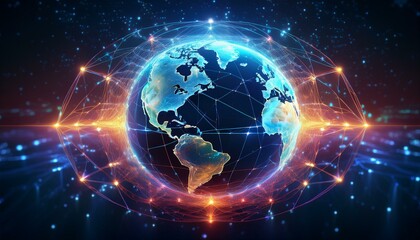 Obraz premium Light networks inspire collaboration worldwide. 