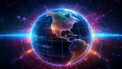 Obraz premium Shining pathways link cities and cultures. 