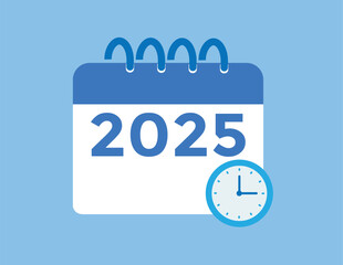 2025 year, calendar icon. Flat calendar icon design showing the year 2025
