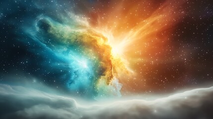 Fototapeta premium In a futuristic world, advanced technology allows scientists to illuminate the dark expanse of space with vibrant colors