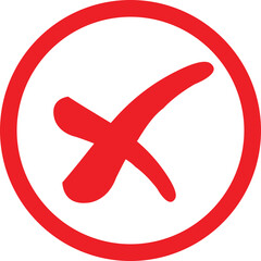 check mark symbolizing a negative response icon set. Concept of response options in questionnaires web. Social media elements. No Vector collection isolated transparent background.