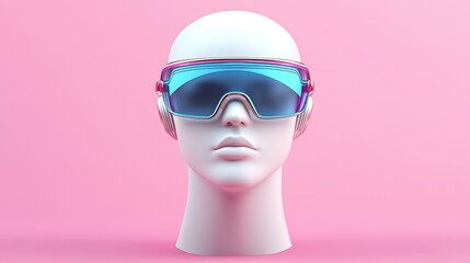 Close-up of futuristic mannequin head displaying stylish glasses