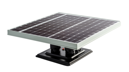 Rows of solar panels on a rooftop harnessing solar energy for an eco-friendly future, isolated on transparent background.