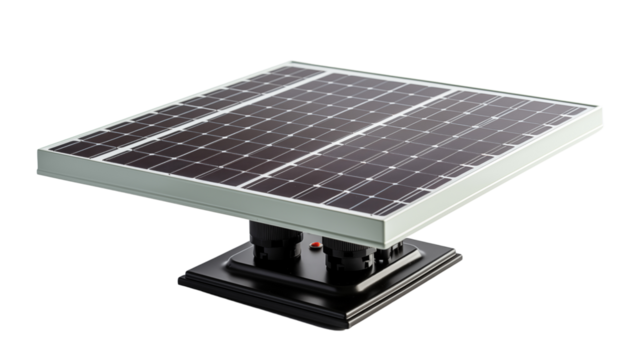 Rows of solar panels on a rooftop harnessing solar energy for an eco-friendly future, isolated on transparent background.