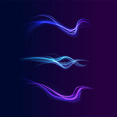 f`Light arc in neon colors, in the form of a turn. Creative vector illustration of flying cosmic meteor, planetoid, comet, fireball isolated on transparent background. Effect, png, wave,neon,line.