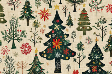 seamless christmas pattern with trees