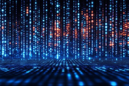 Binary code background in digital data concept