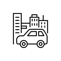 Car trip outline icons, minimalist vector illustration ,simple transparent graphic element .Isolated on white background