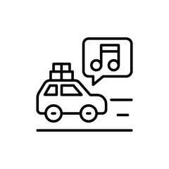 Car trip outline icons, minimalist vector illustration ,simple transparent graphic element .Isolated on white background