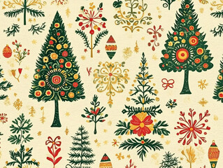 seamless christmas pattern with trees