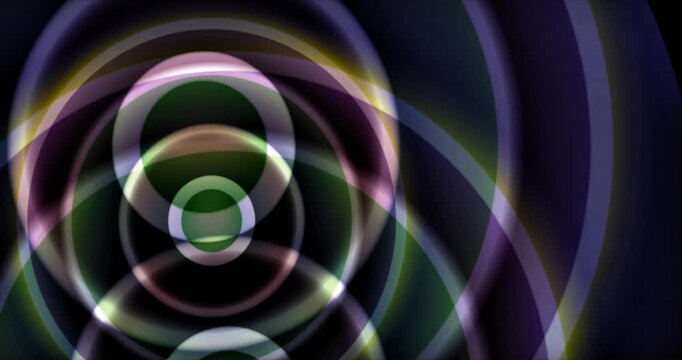 Multicolor colorful abstract background. Circles moving in 3D. Animated background and club video. Meditation video. Seamless loop. Loop