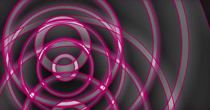 Animated background and club video in black and white and pink tones. 3D circles. Meditation. Looping.