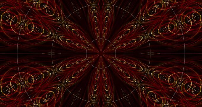Colorful animated background in red tones. Club video. Meditating video. Seamless loop. Loop