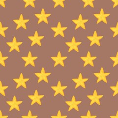 Starry Night Seamless Pattern on PANTONE Mocha Mousse Background