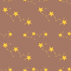 Scorpio Zodiac Design Seamless Pattern on PANTONE Mocha Mousse Background