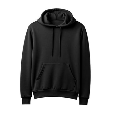 Comfortable Black Sweatshirt with Hood, forn view